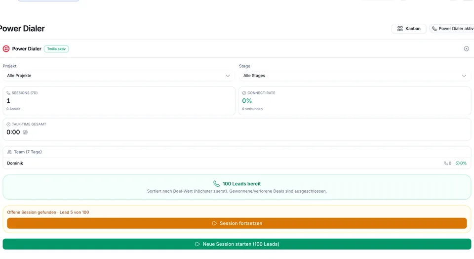 Power Dialer am Kontakt in introscale
