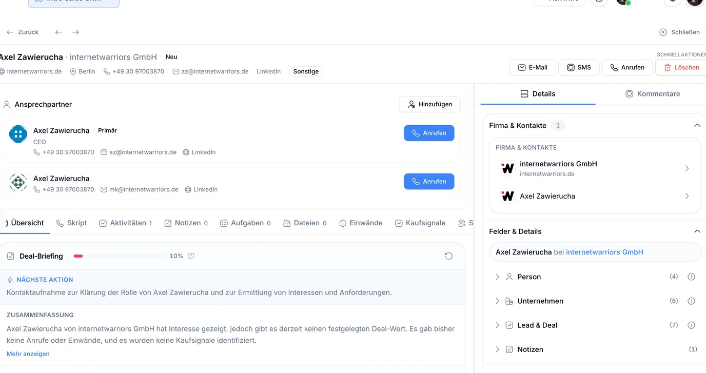 Neukunden-Lead mit Briefing in introscale