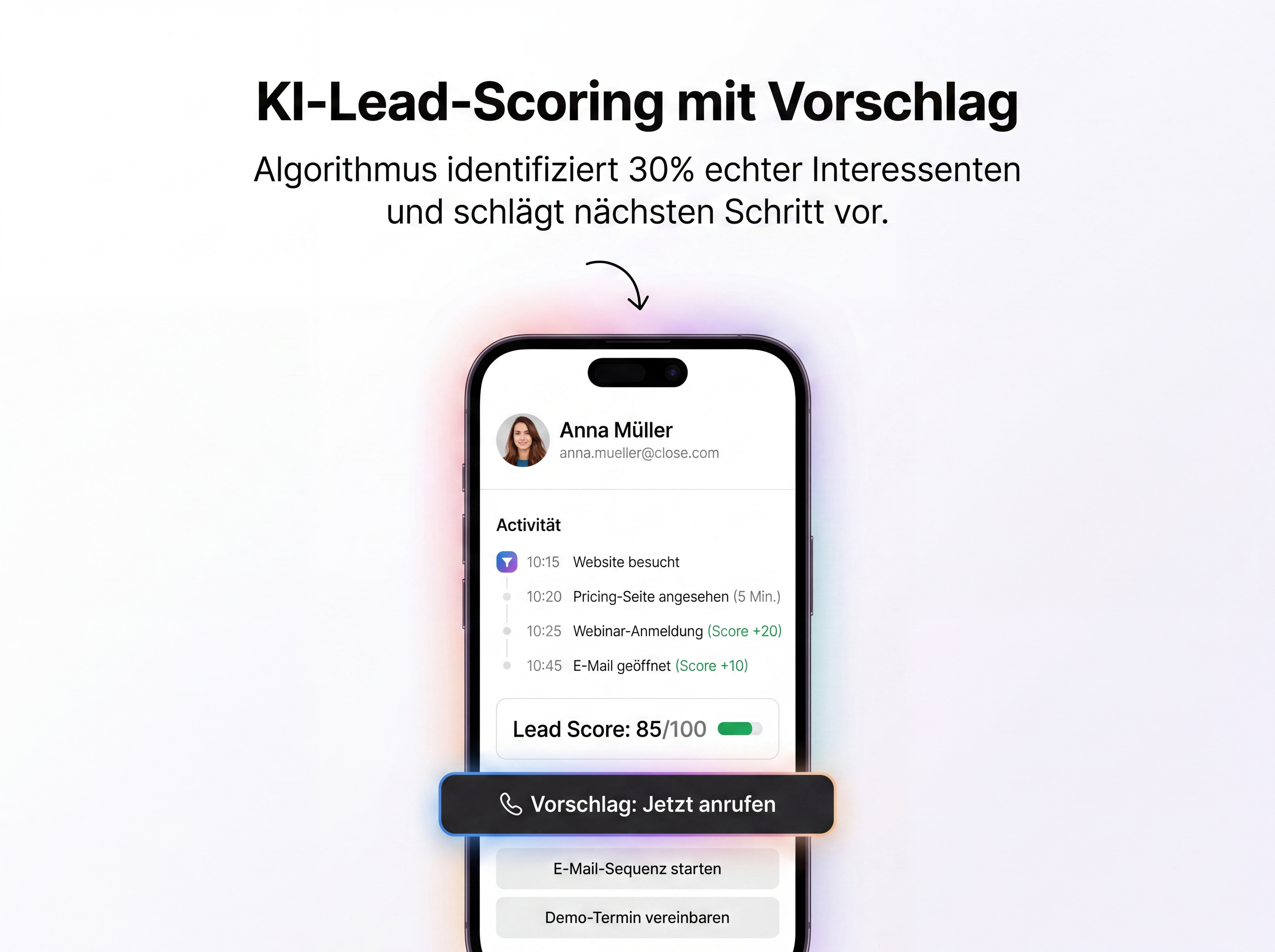 introscale KI-Lead-Scoring: Algorithmus priorisiert Leads und schlägt nächsten Schritt vor