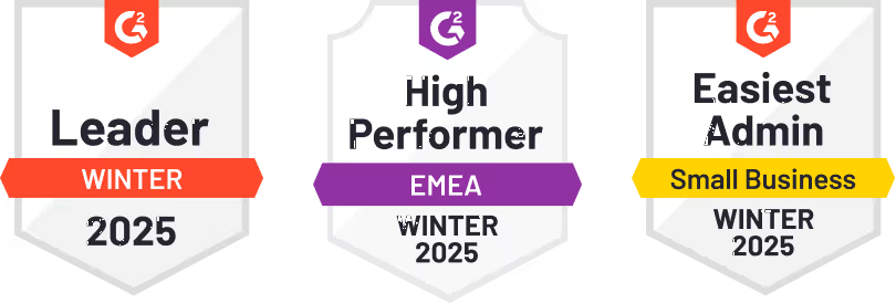 G2 Auszeichnungen Winter 2025: Leader, High Performer EMEA, Easiest Admin Small Business